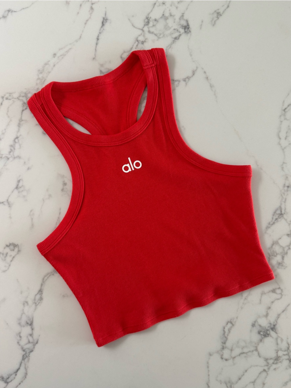 Alo Yoga Aspire Tank - Bright Red / White - Size XS - Picture 1 of 6